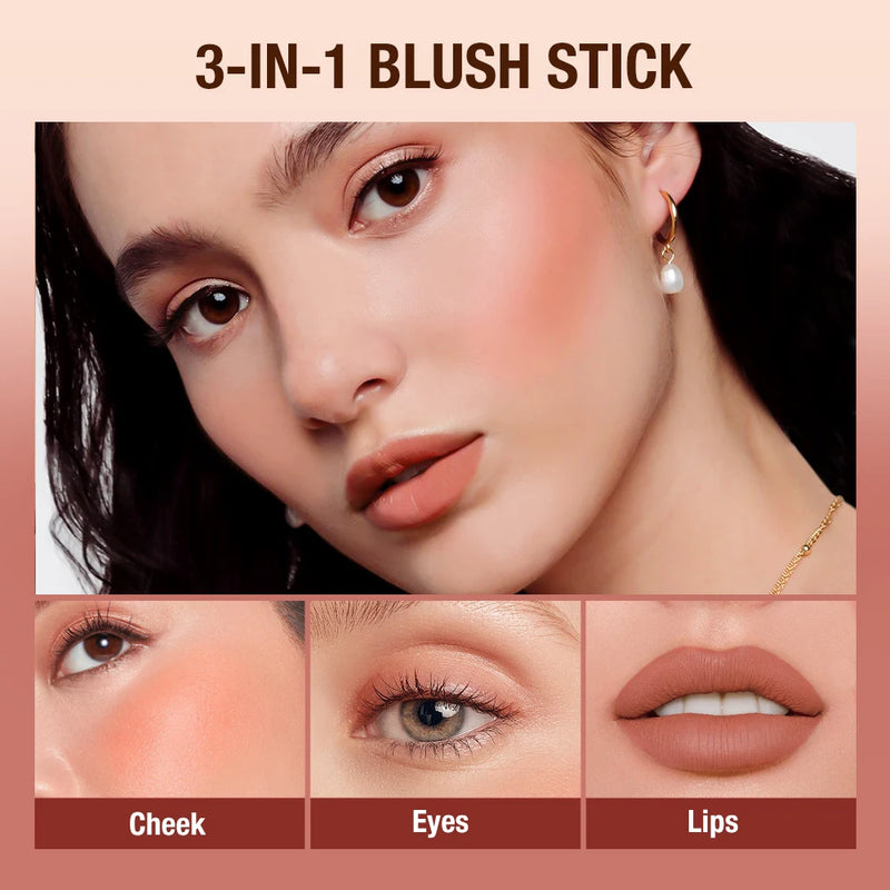 Batom O.TWO.O Blush Stick 3 em 1 Olhos Bochecha e Lábios